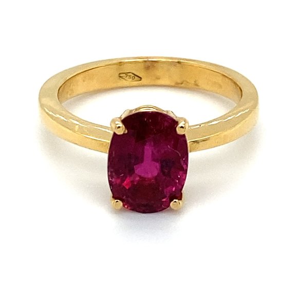 Rubellite 3.02ct Solid 18K Yellow Gold Ring - Picture 1 of 6